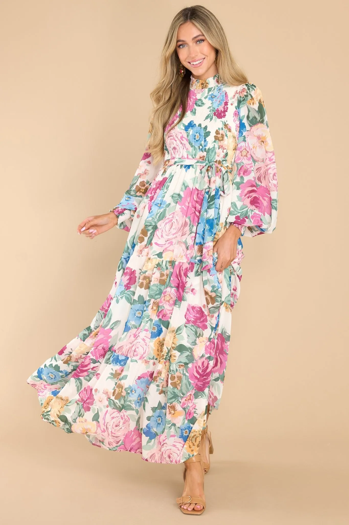 Ladylike Ivory Floral Maxi Dress