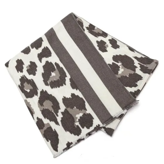 Leo Scarf with Contrast Border Scarf | Grey