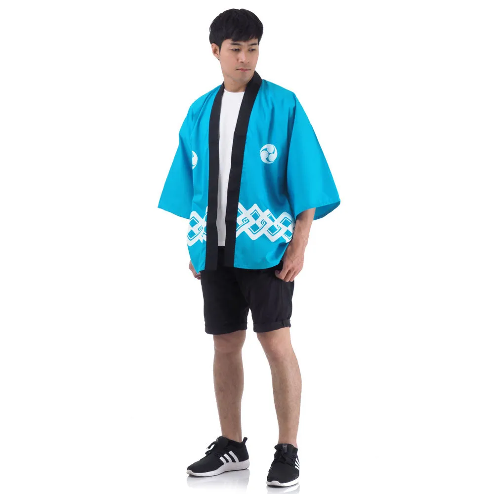 Light Blue Japanese Happi Kimono Jacket Aoi Breeze