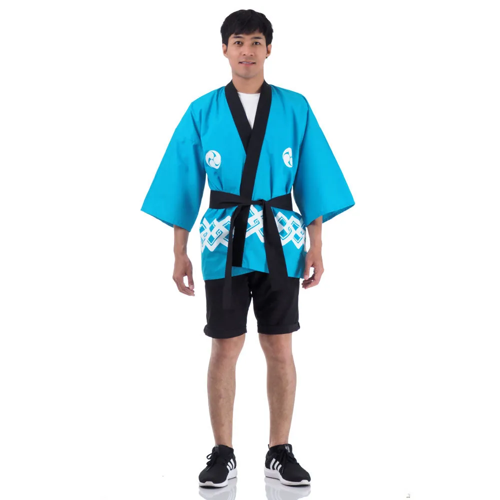 Light Blue Japanese Happi Kimono Jacket Aoi Breeze