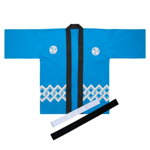 Light Blue Japanese Happi Kimono Jacket Aoi Breeze