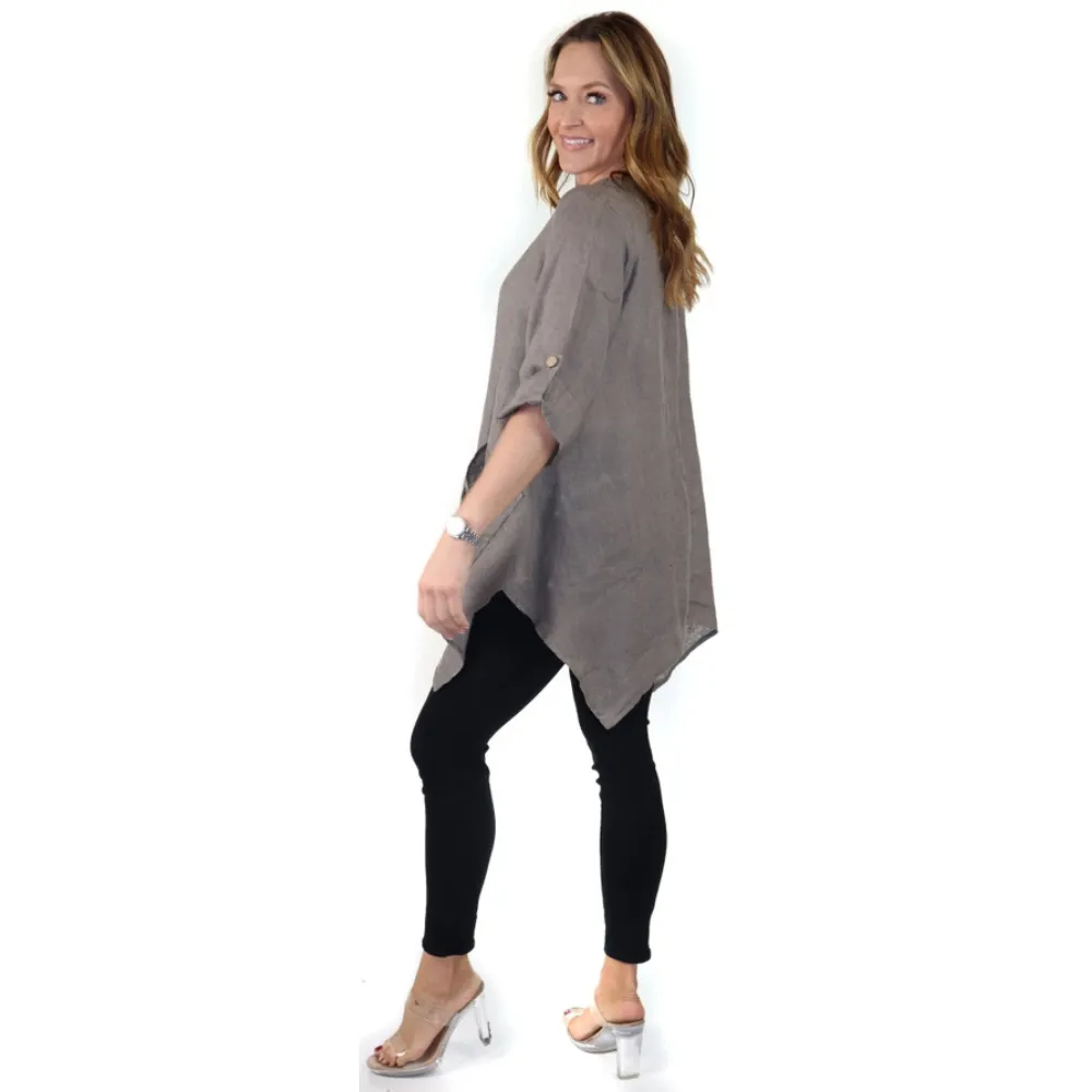 Linen & Gauze Relaxed Fit Linen Fango/Slate Tunic (Women's)