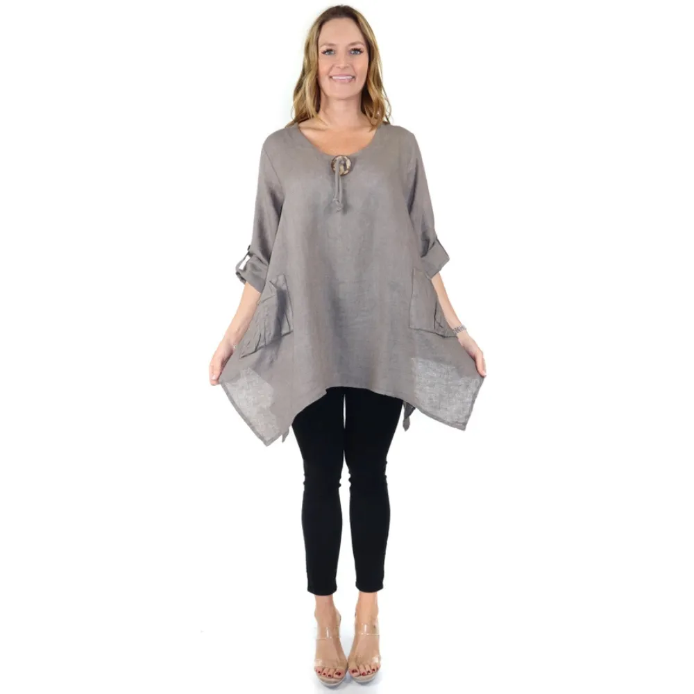 Linen & Gauze Relaxed Fit Linen Fango/Slate Tunic (Women's)