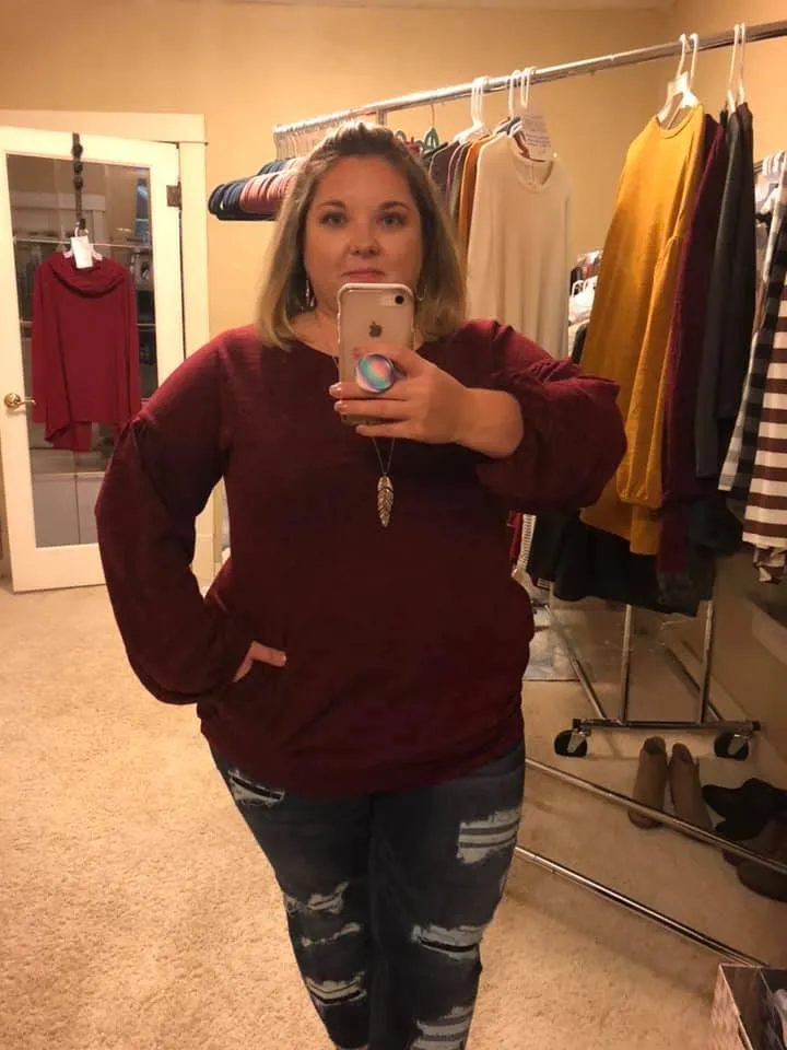 Long Bubble Sleeve Tunic with Pockets (Available in: Burgundy, Mustard, Navy)
