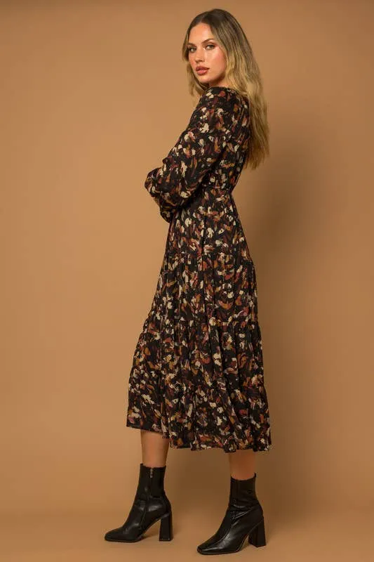 Long Sleeve Abstract Maxi Dress