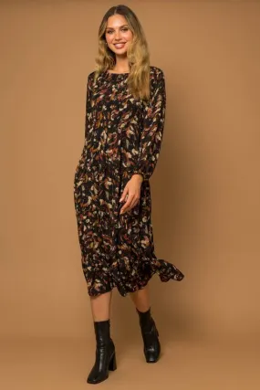 Long Sleeve Abstract Maxi Dress
