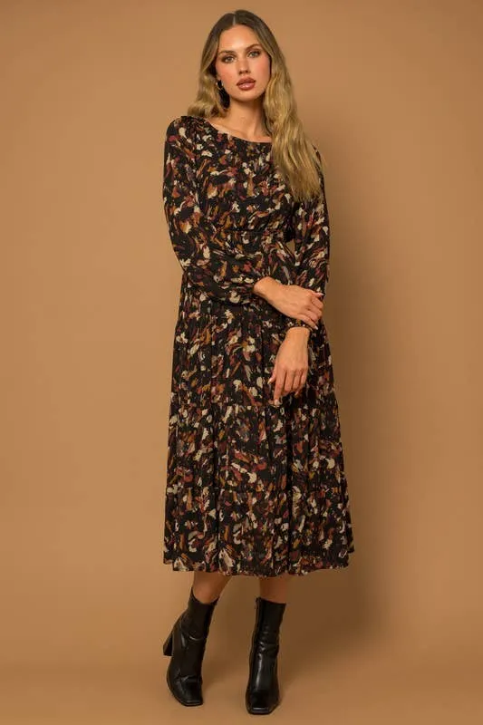 Long Sleeve Abstract Maxi Dress