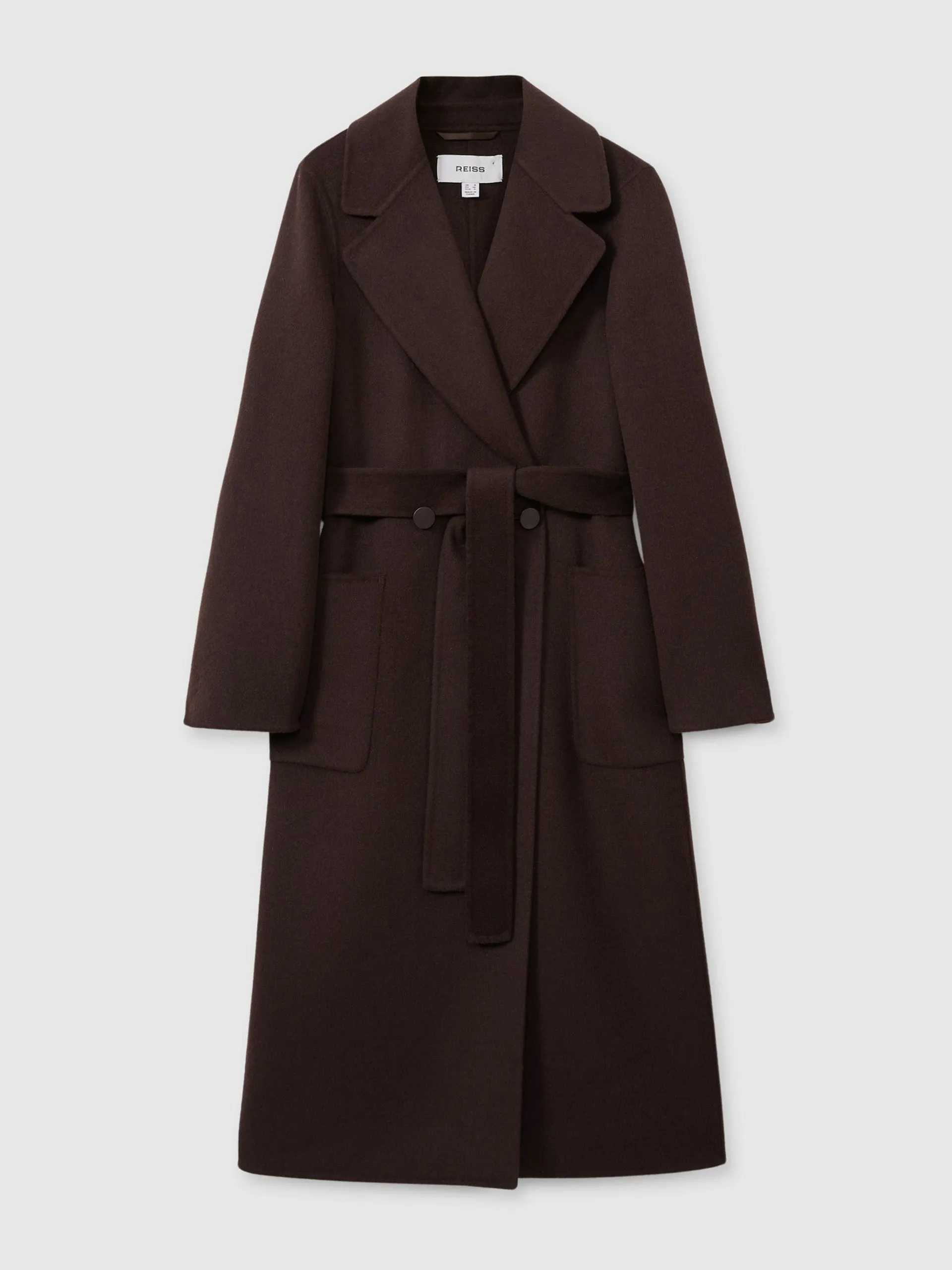 Lucia wool blend double breasted blindseam coat in chocolate