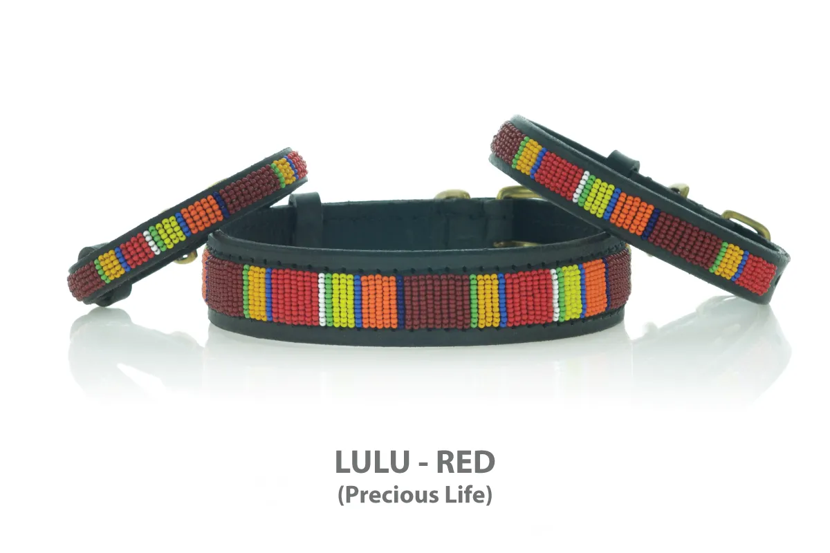 LULU RED (Precious Life) Maasai Beaded Collars and Leashes