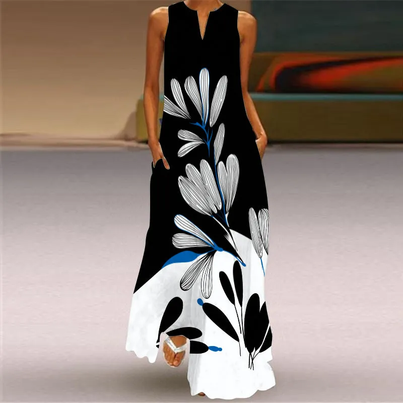 Luna Luxe Maxi Black and White Dress