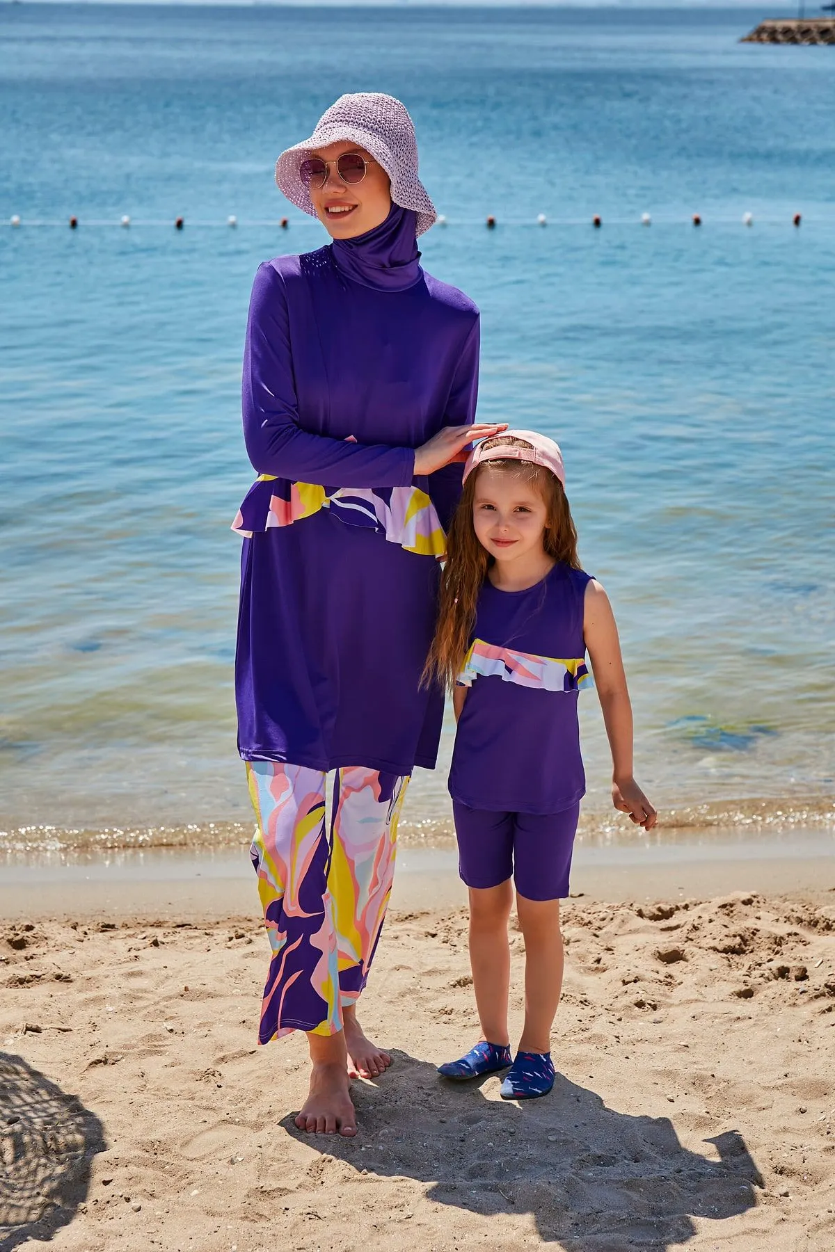 Lycra Purple Kids Swimsuit K2321