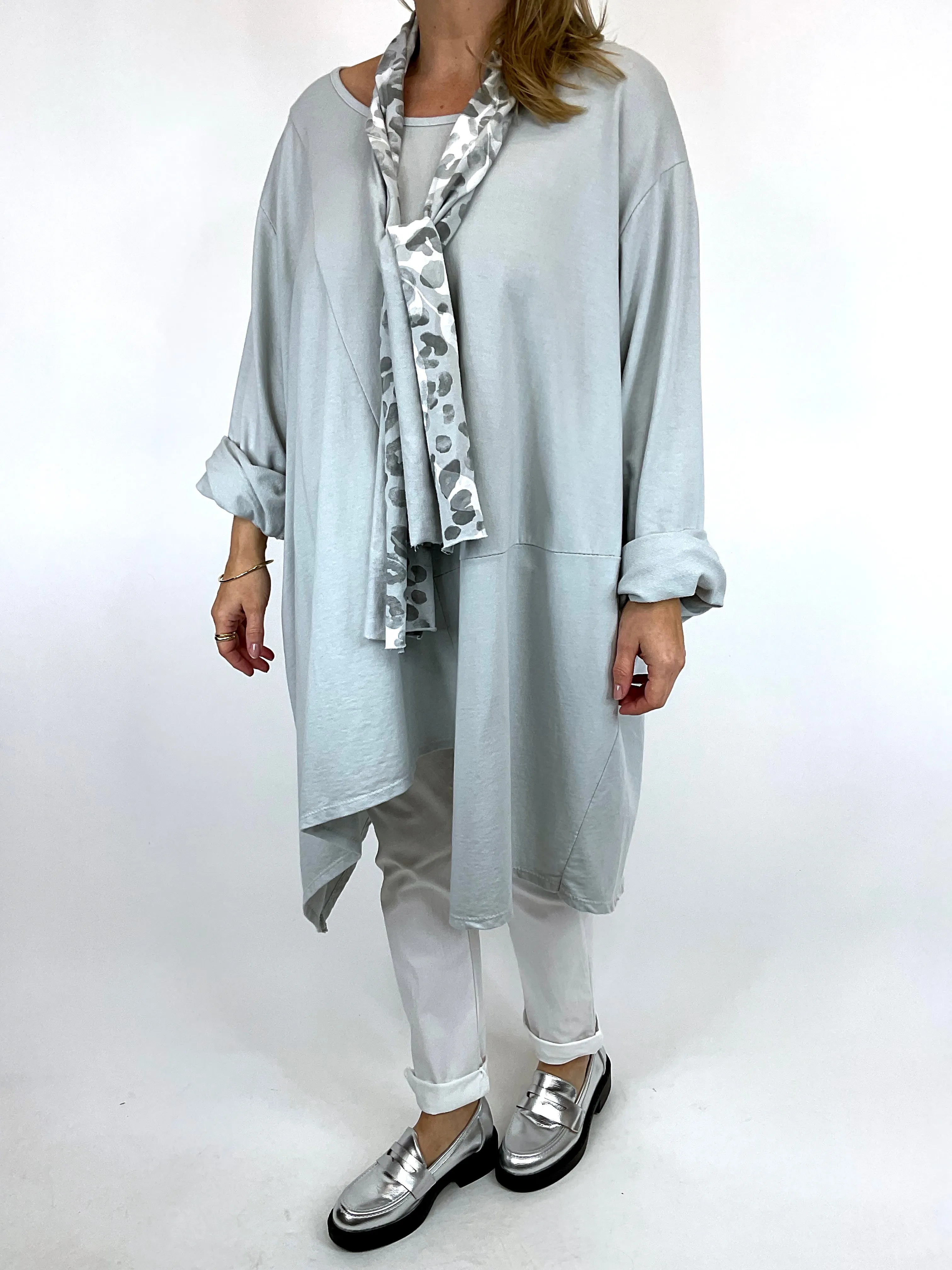 Made in Italy Lagenlook Cleo Scarf Top in Light Grey. code 57656