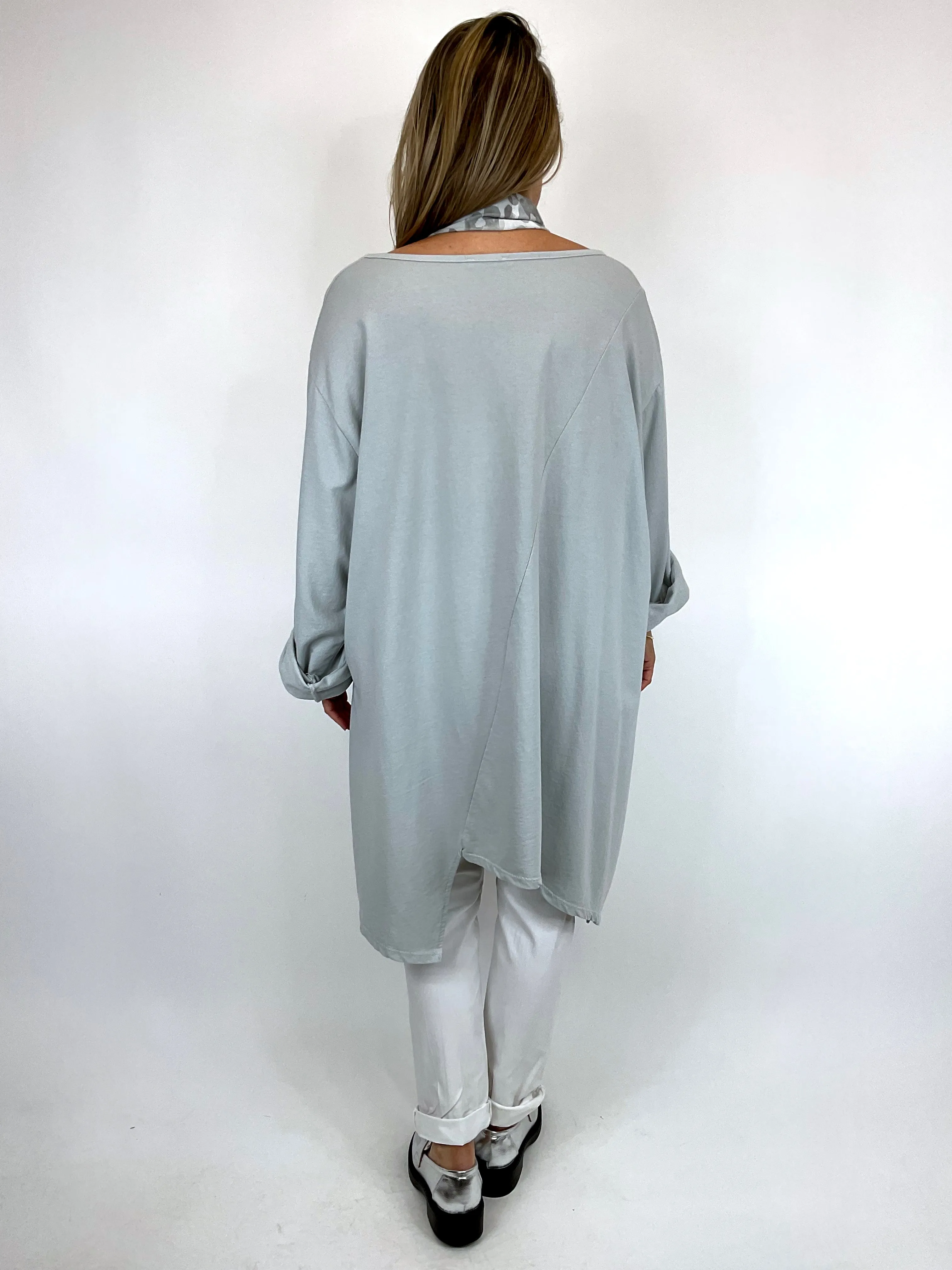 Made in Italy Lagenlook Cleo Scarf Top in Light Grey. code 57656