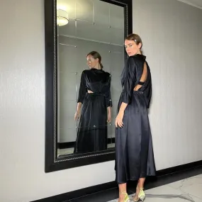 MAISON IRFE Long Black Silk Dress | Size US 2/4