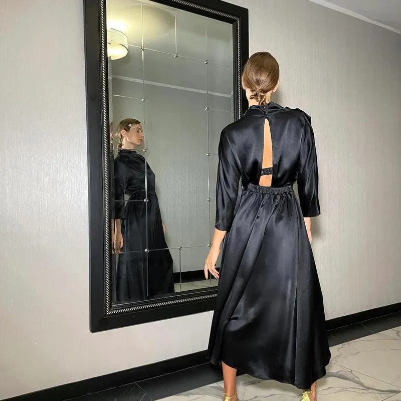 MAISON IRFE Long Black Silk Dress | Size US 2/4