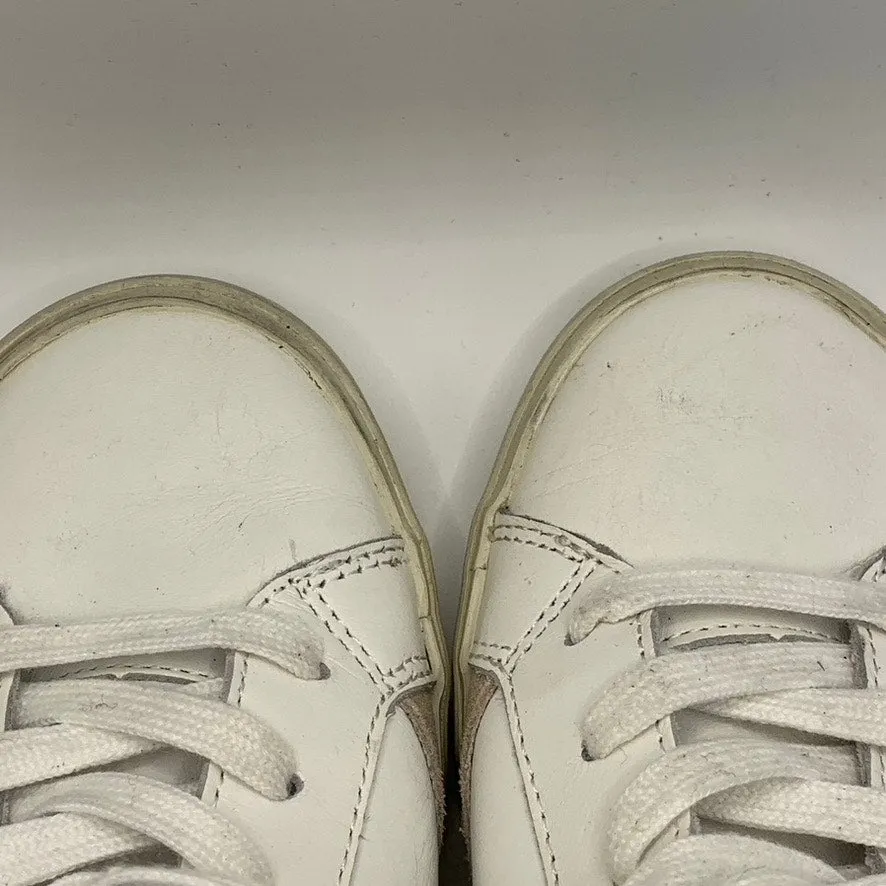 MARC FISHER LTD Women's White/Tan Mello Faux Sherpa Trim Lace-Up Sneakers SZ 8