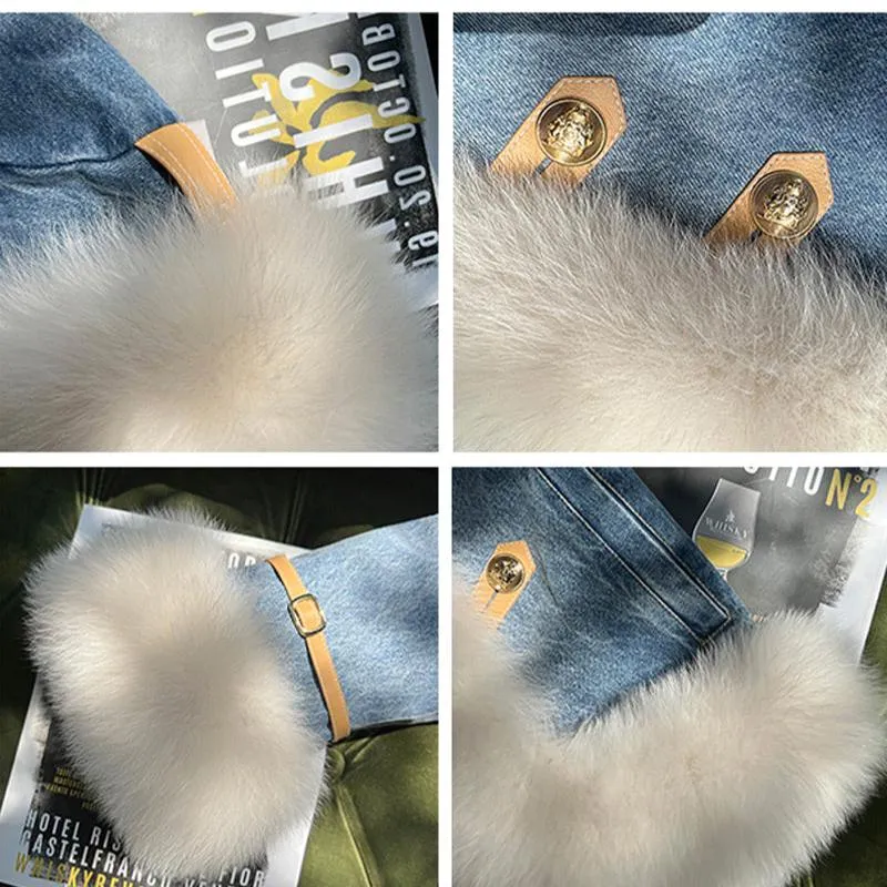 Matilda VVS Genuine Real Fox Fur Denim Jacket