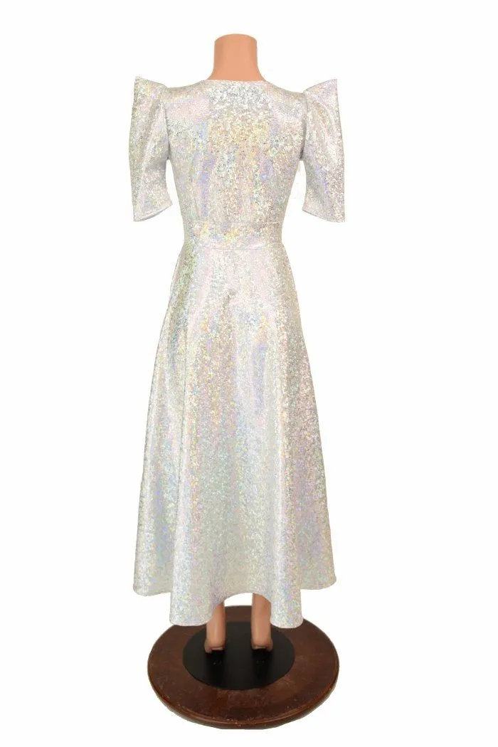 Maxi Length "Melissa" Gown in Silvery White