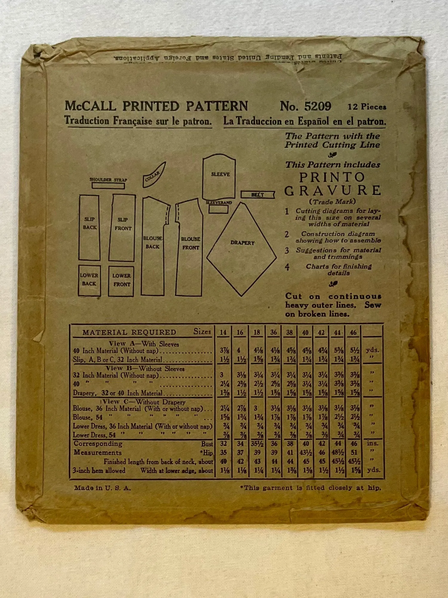 McCall's 5209 PARTIALLY CUT Misses Dress Size 46