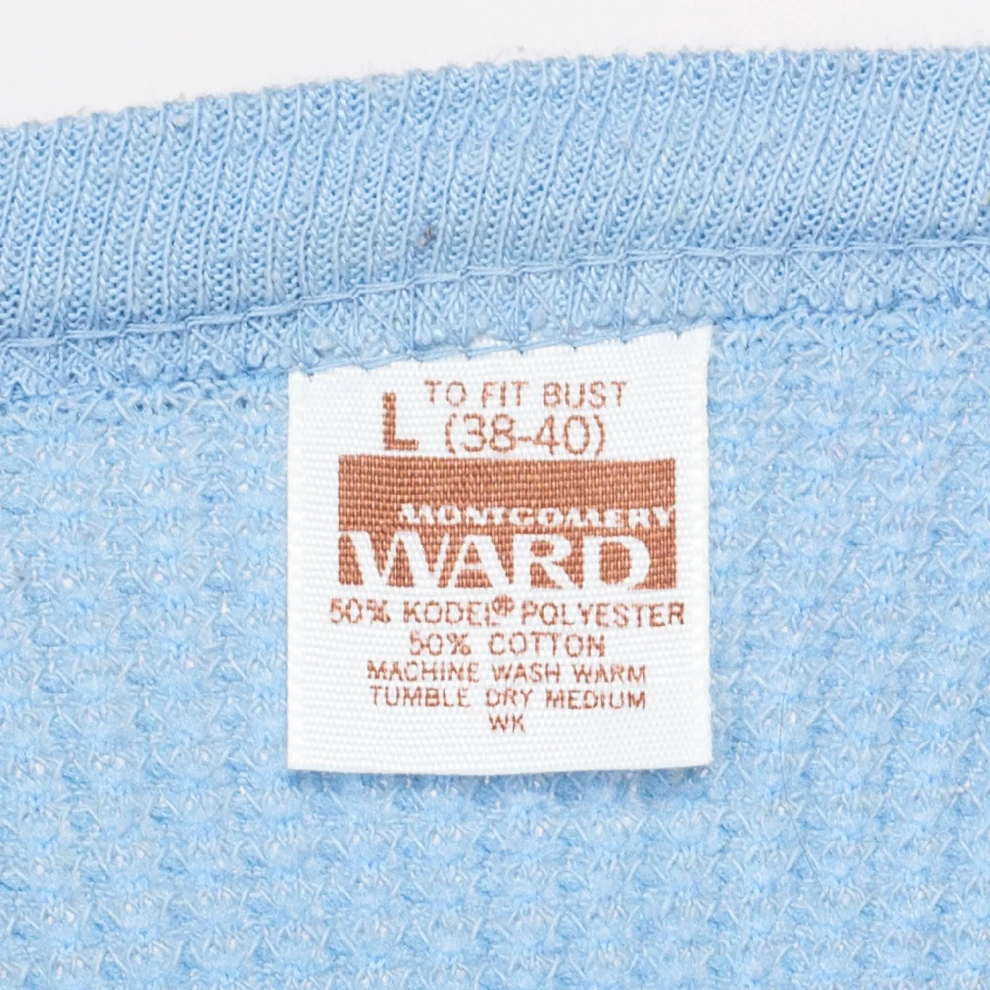 Medium 80s Baby Blue Waffle Knit Thermal Shirt