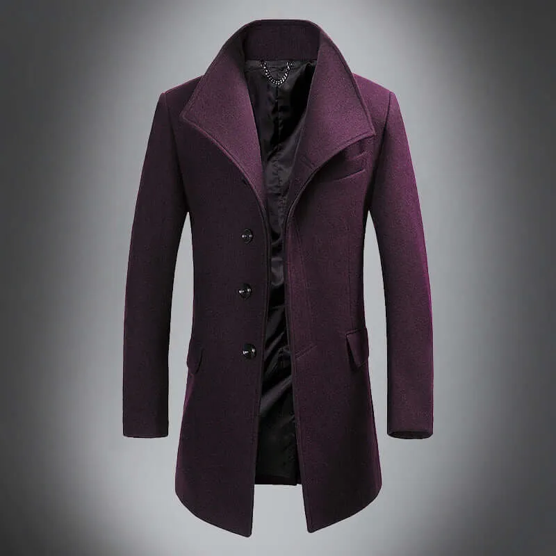 Men's Classic Wool Blend Mid-Length Coat