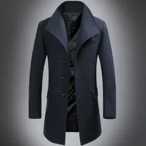 Men's Classic Wool Blend Mid-Length Coat