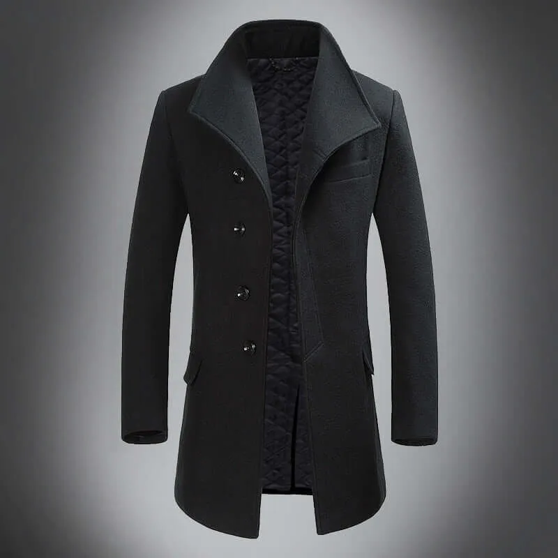 Men's Classic Wool Blend Mid-Length Coat