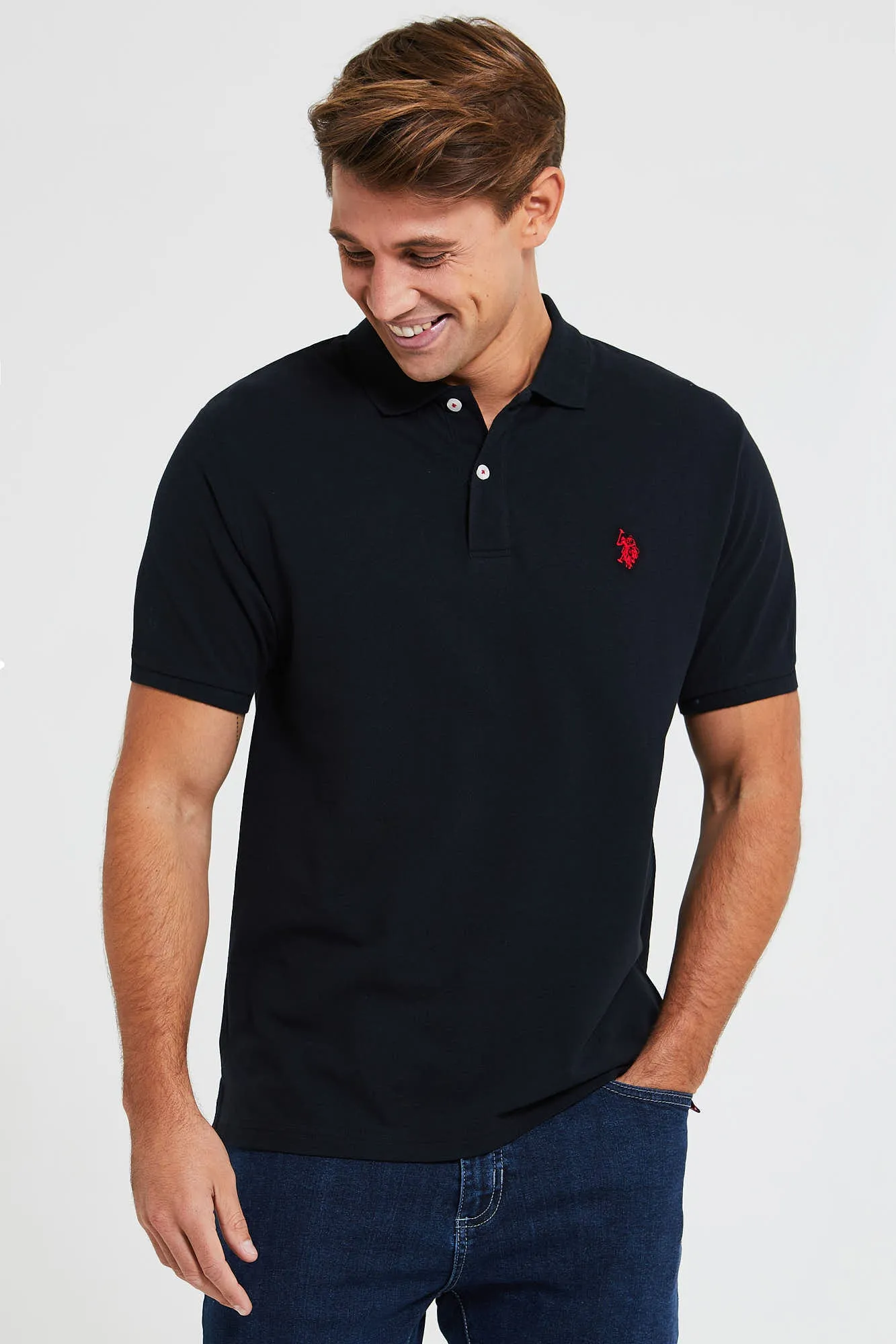 Mens Pique Polo Shirt in Black