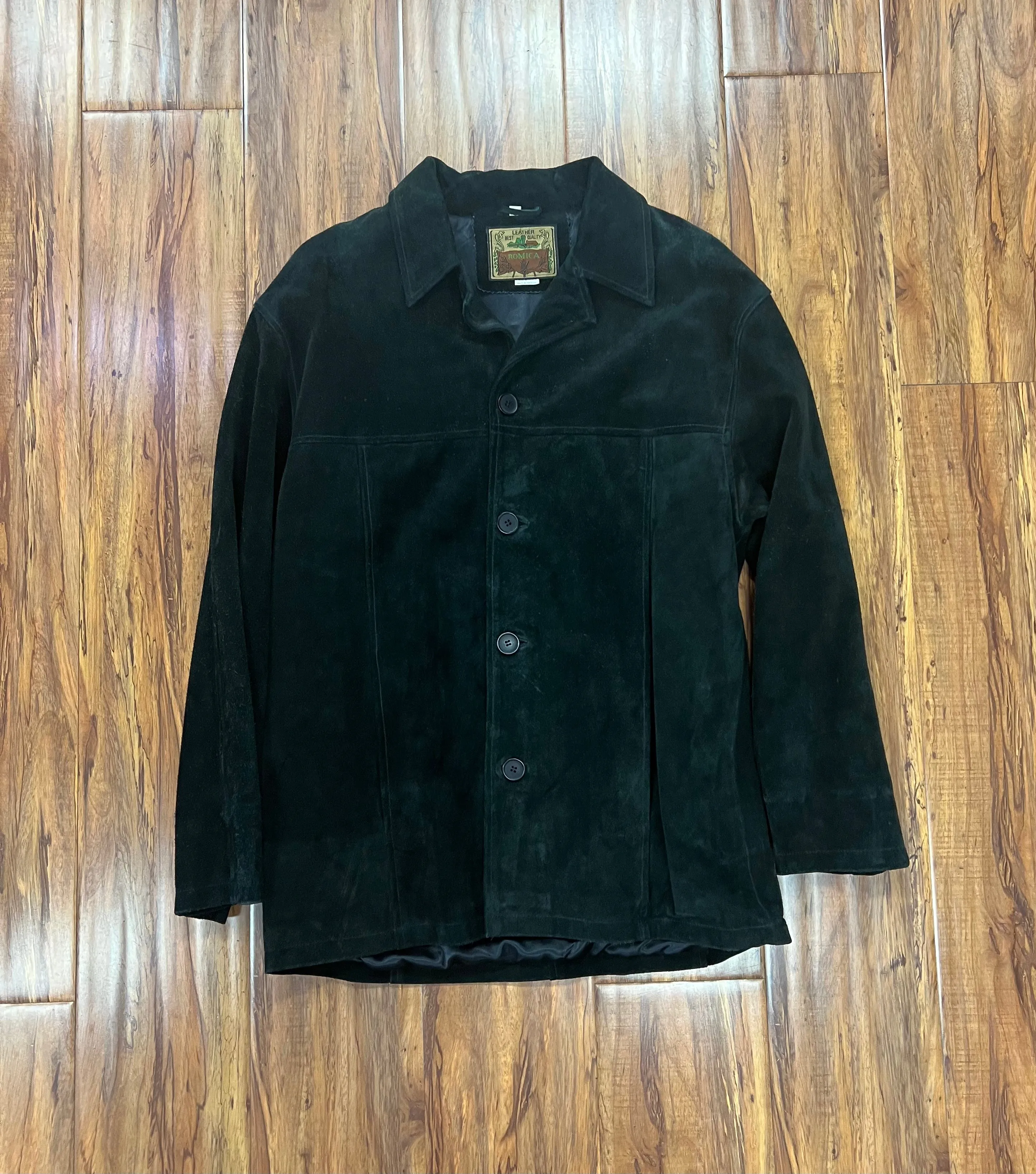 MEN'S SUEDE LEATHER SHIRT JACKET - BLACK