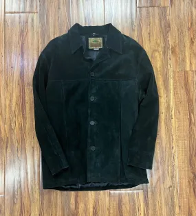 MEN'S SUEDE LEATHER SHIRT JACKET - BLACK