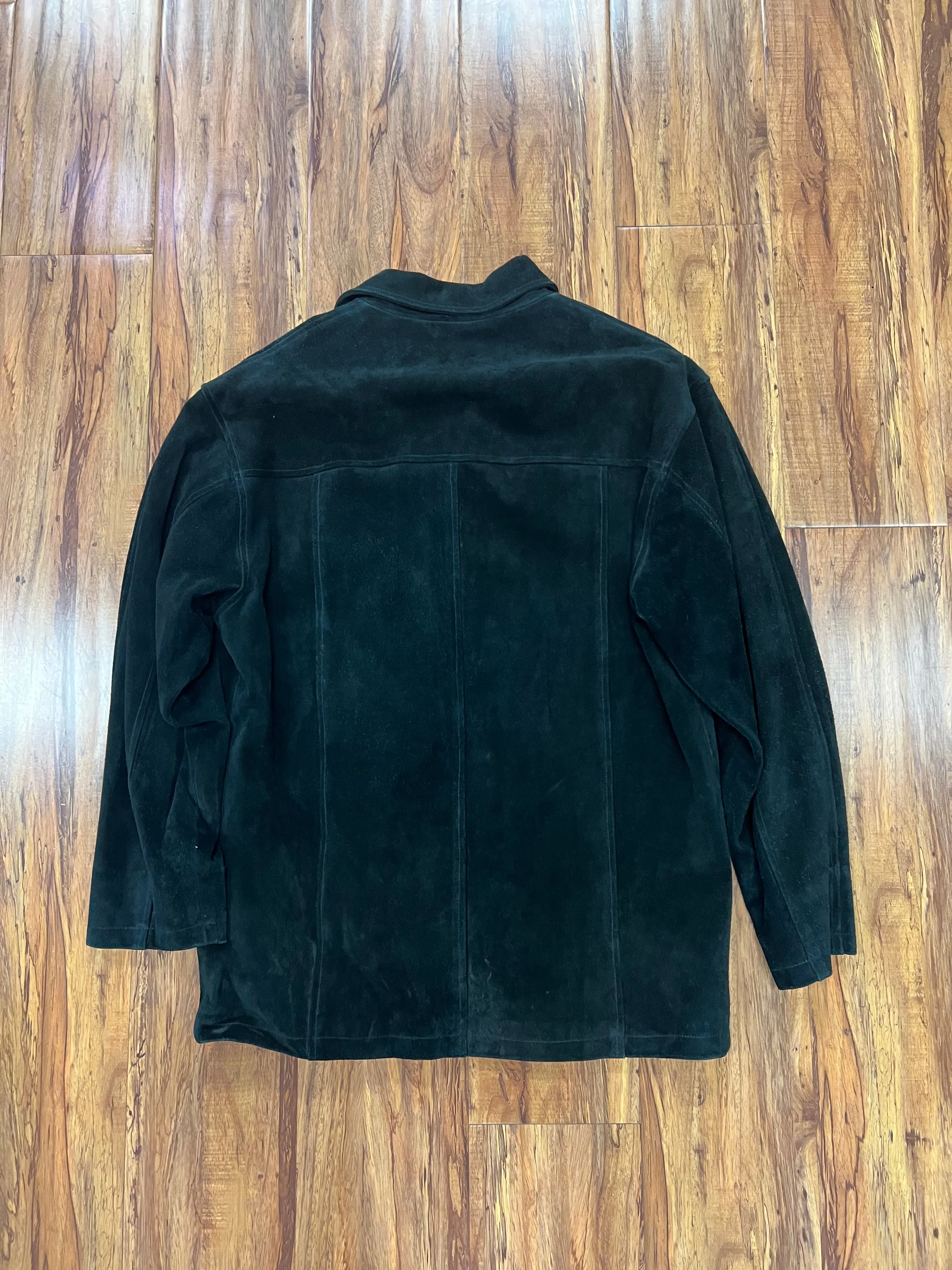 MEN'S SUEDE LEATHER SHIRT JACKET - BLACK