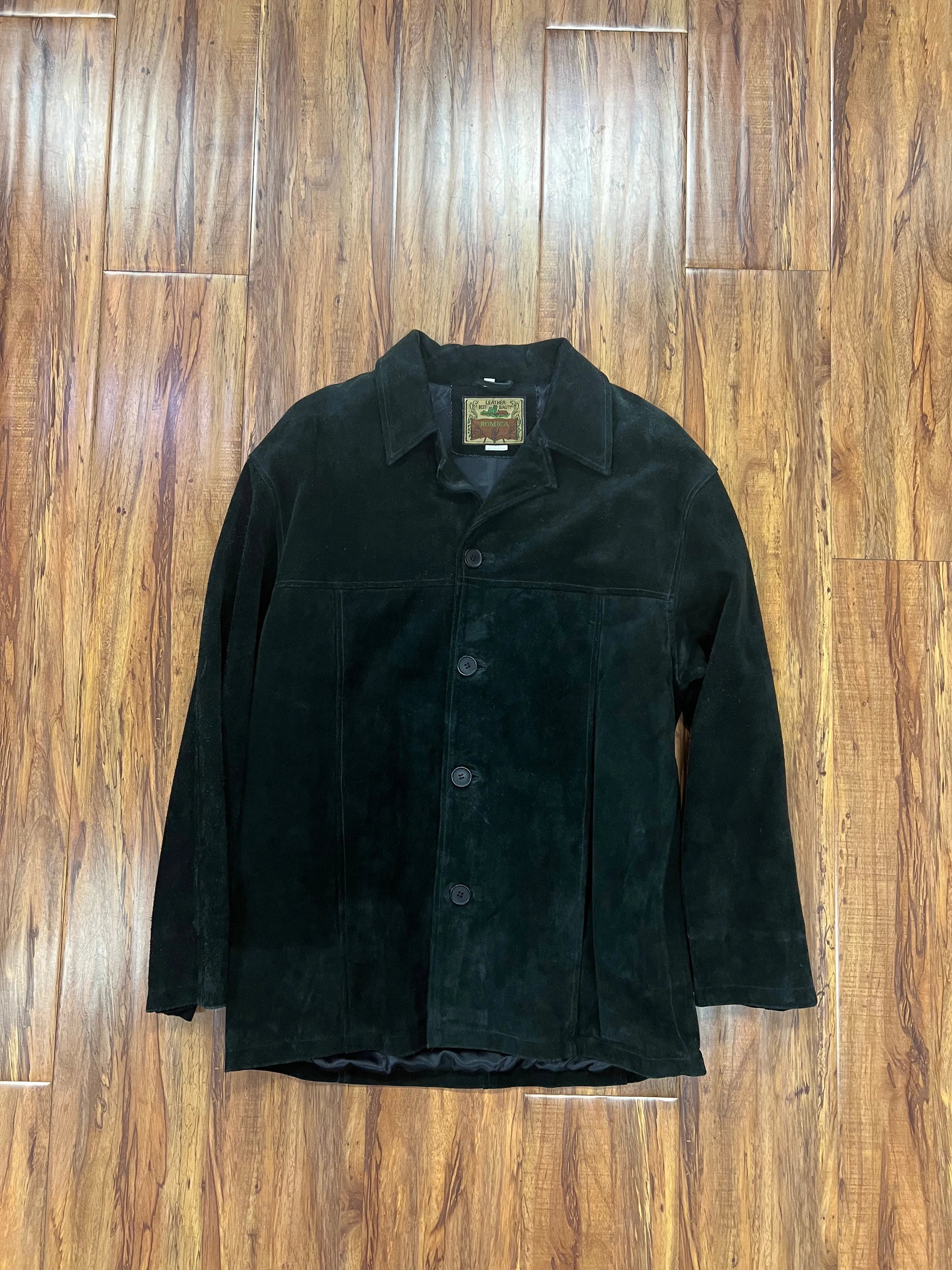 MEN'S SUEDE LEATHER SHIRT JACKET - BLACK