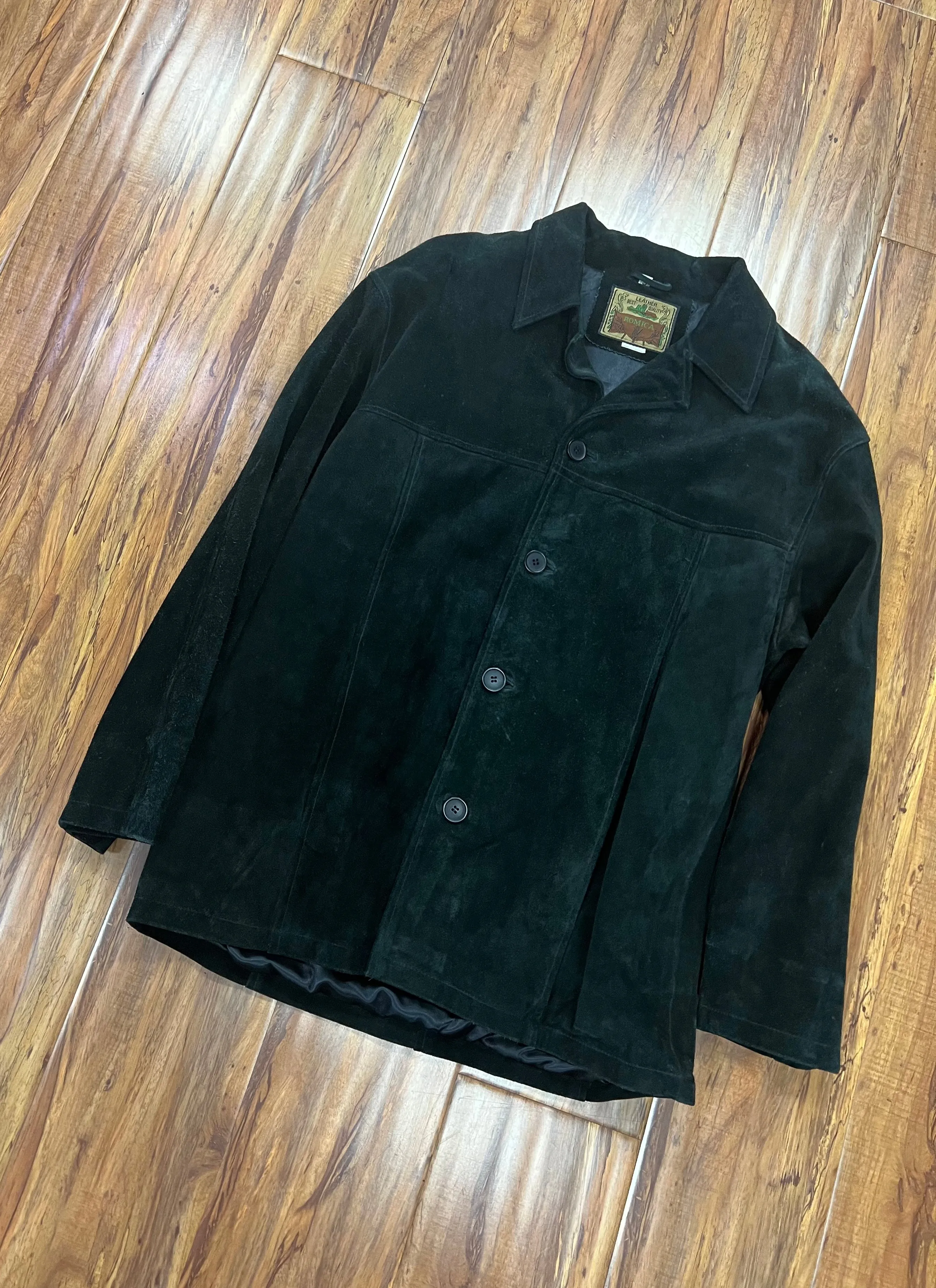 MEN'S SUEDE LEATHER SHIRT JACKET - BLACK