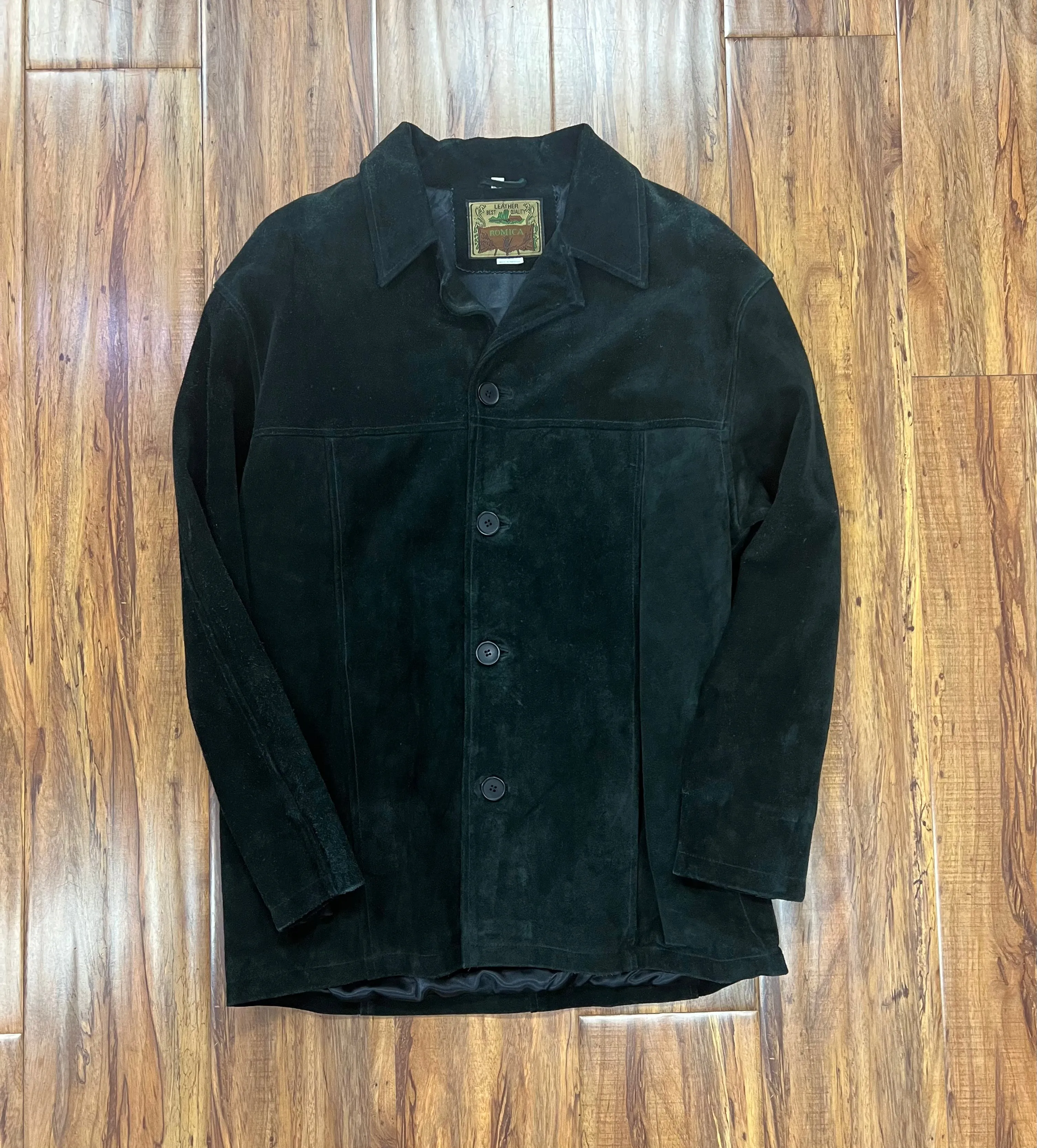 MEN'S SUEDE LEATHER SHIRT JACKET - BLACK