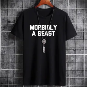 Men's Summer Cotton T-Shirt - Letter Print Comfortable Top