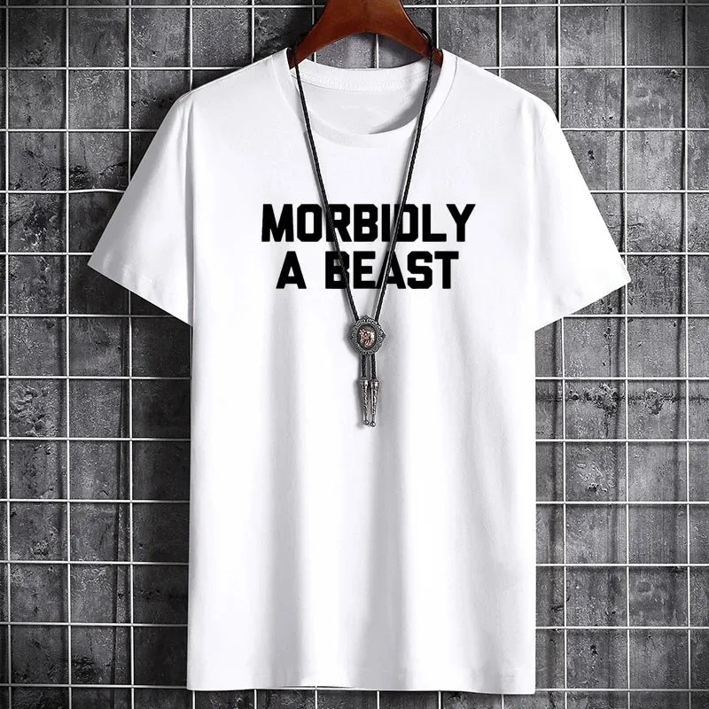 Men's Summer Cotton T-Shirt - Letter Print Comfortable Top