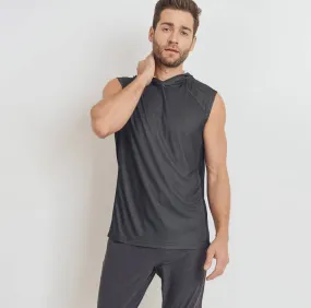 Micro Dot Hi-Lo Muscle Hoodie Top