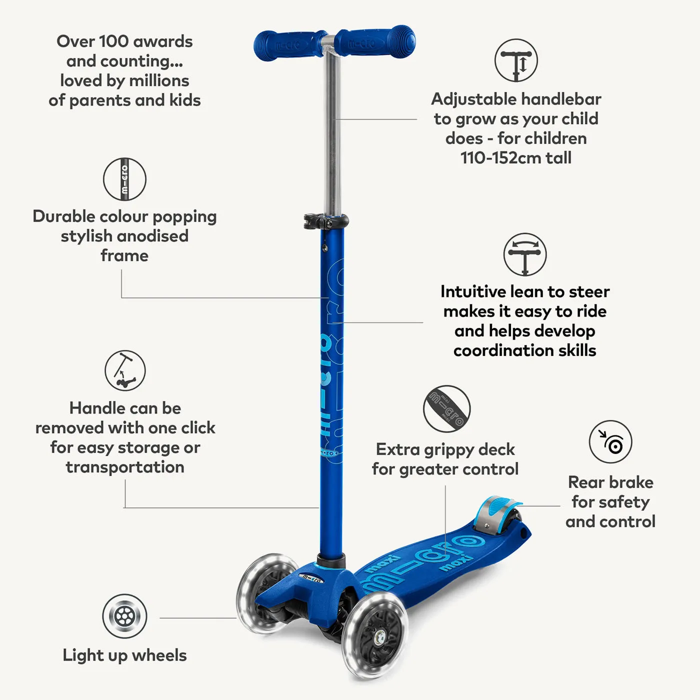 Micro Scooters Maxi Micro Scooter Deluxe LED - Blue