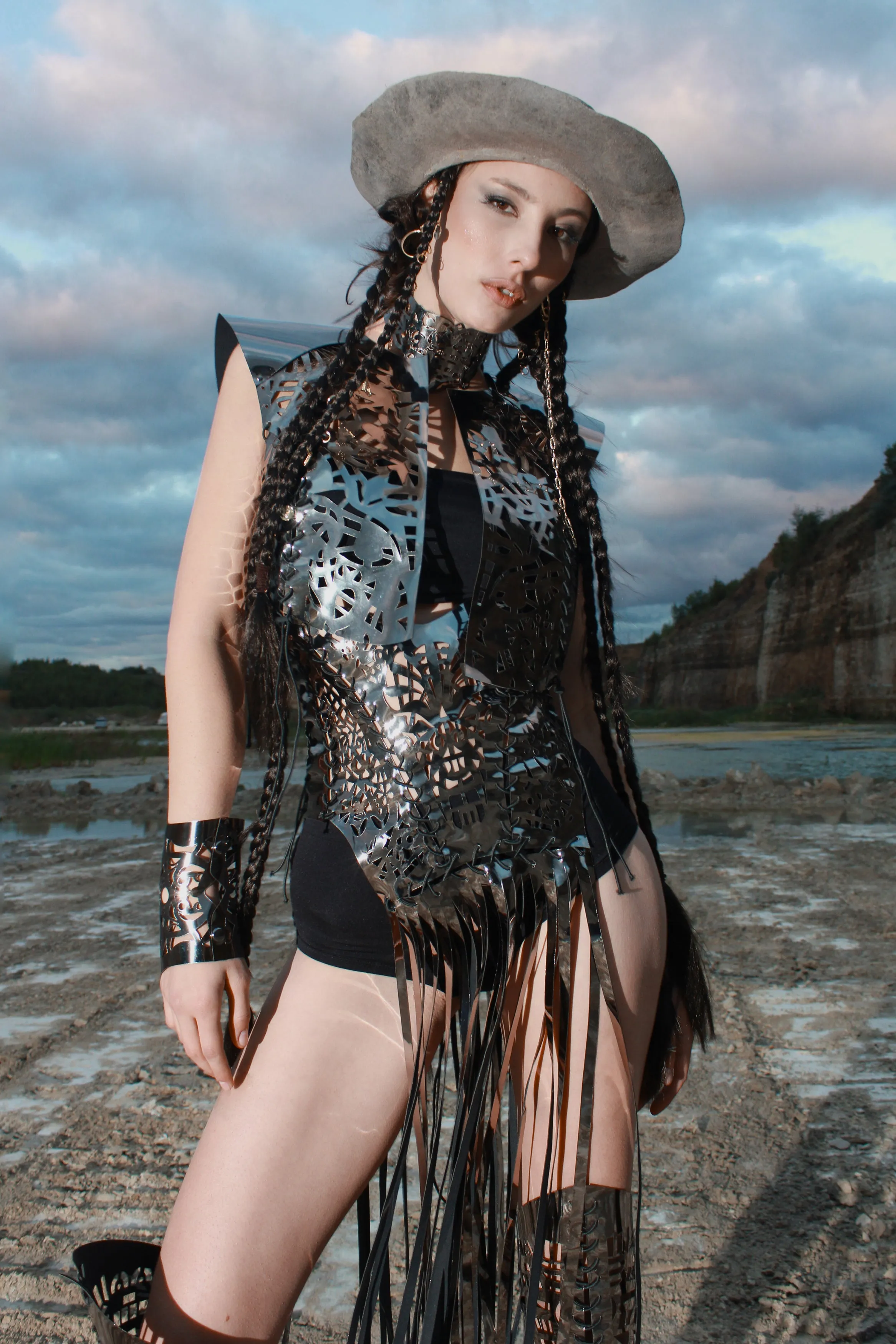 Mirror eco-leather vest