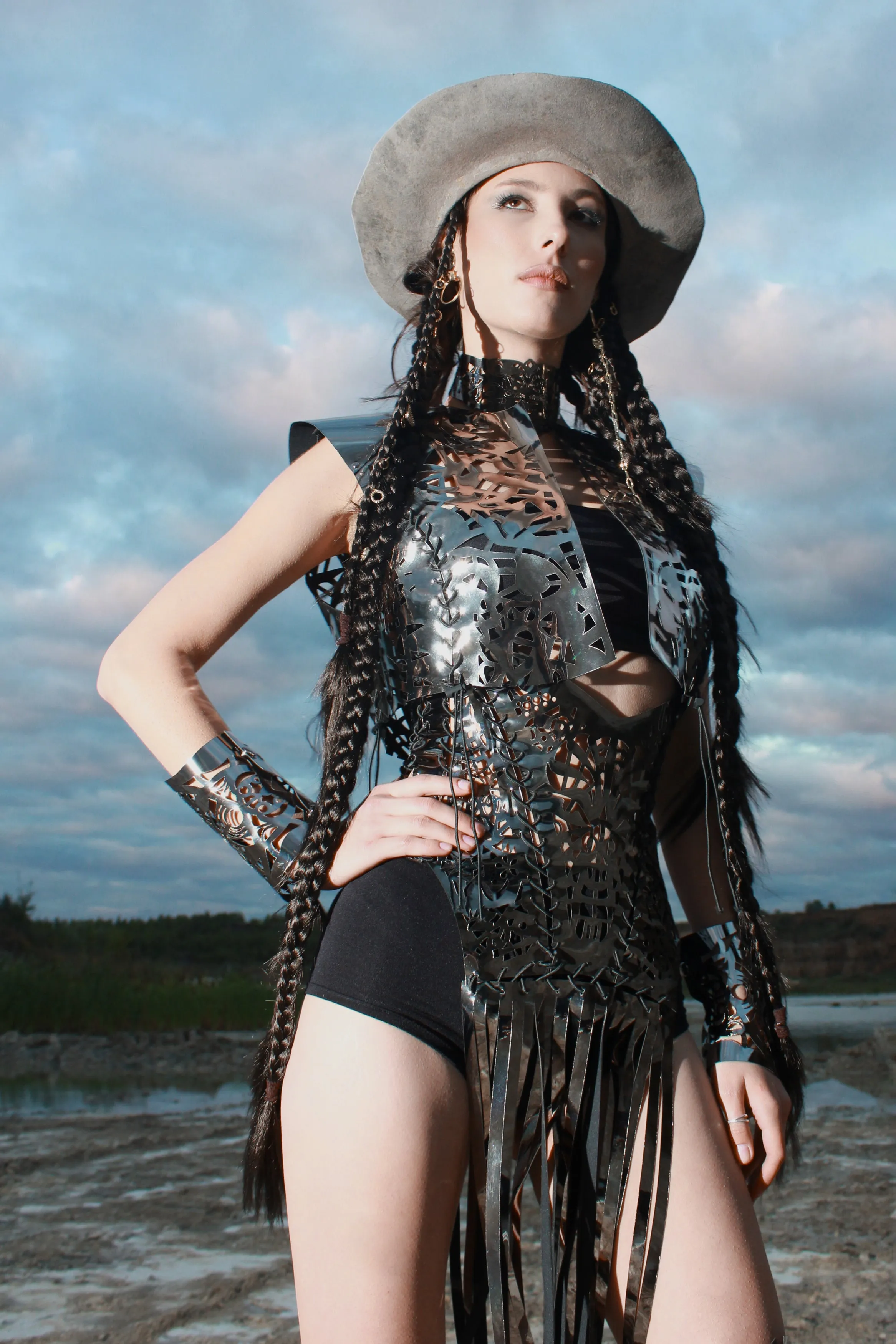 Mirror eco-leather vest