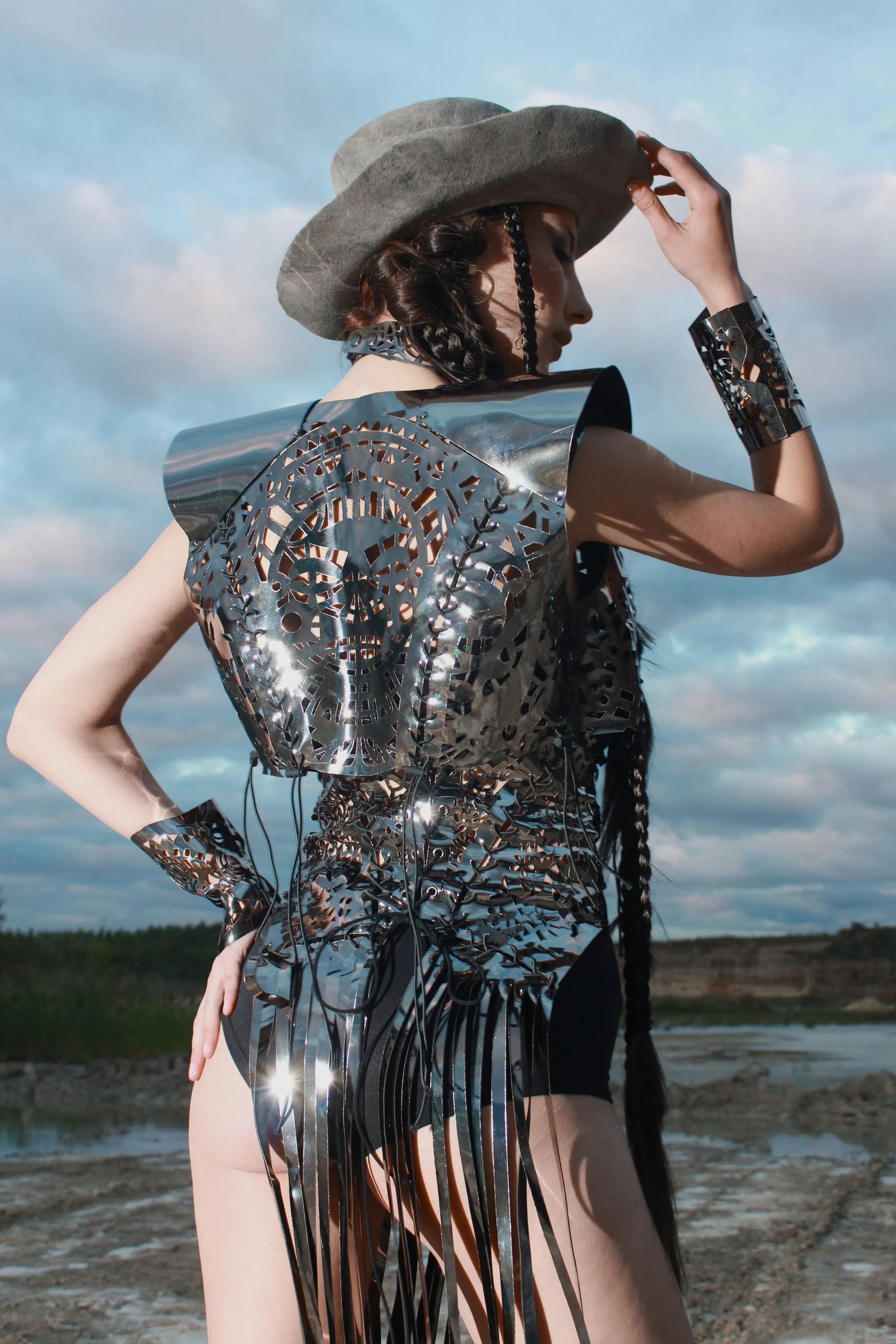 Mirror eco-leather vest
