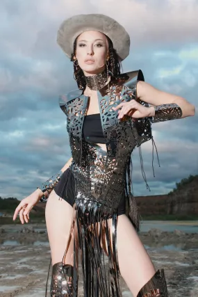 Mirror eco-leather vest