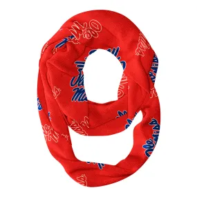 Mississippi Rebels All Over Logo Red Infinity Scarf by Vive La Fete