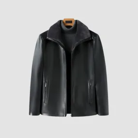 MV Thickened Fur Collar Leather Jacket
