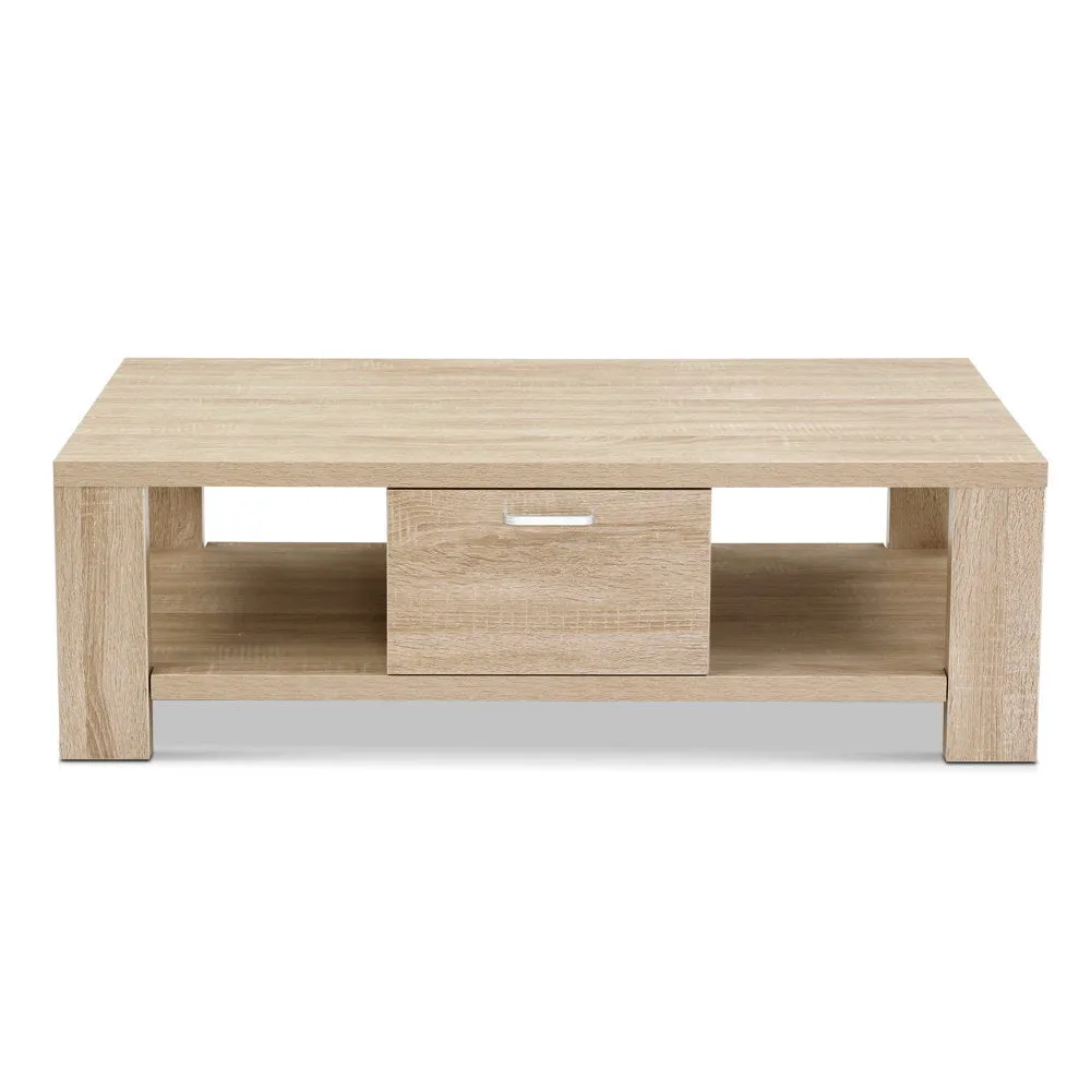 Natural Woodgrain Coffee Table, 1 Drawer, Oak - Artiss Maxi