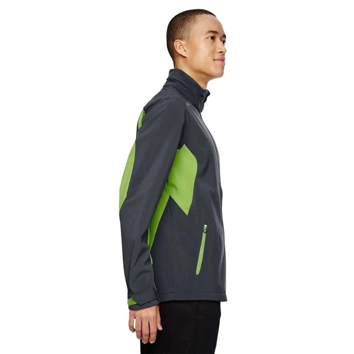 North End Men's Carbon/Acid Green Excursion Jacket with Laser Stitch Accents