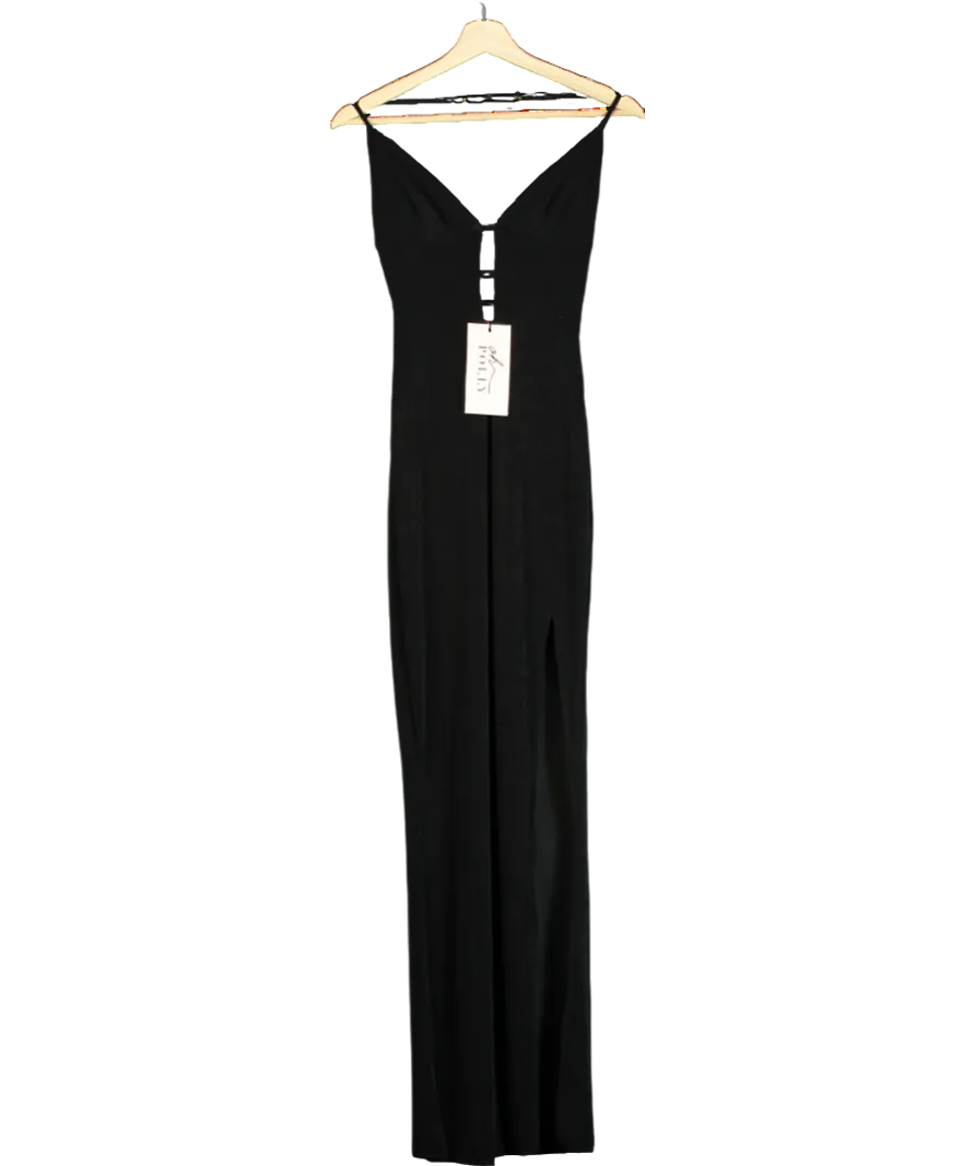 Oh Polly Black Cut-out Halterneck Maxi Dress UK M