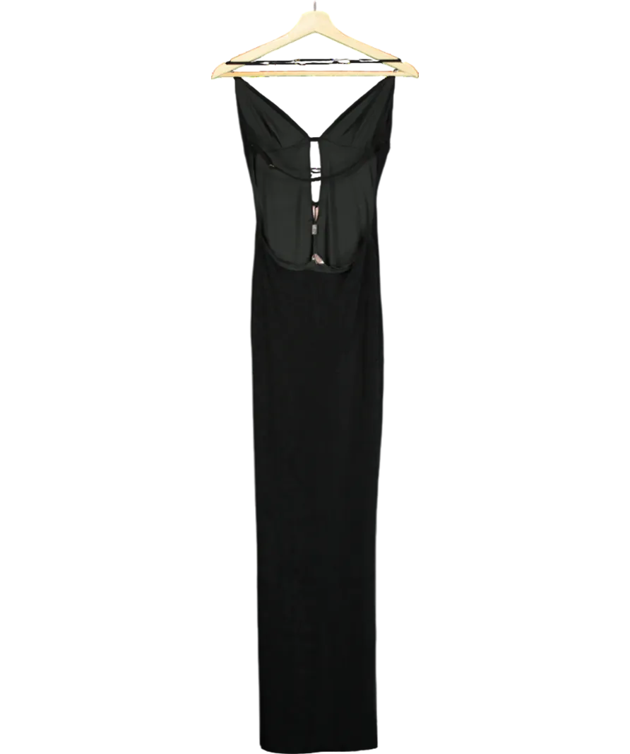 Oh Polly Black Cut-out Halterneck Maxi Dress UK M