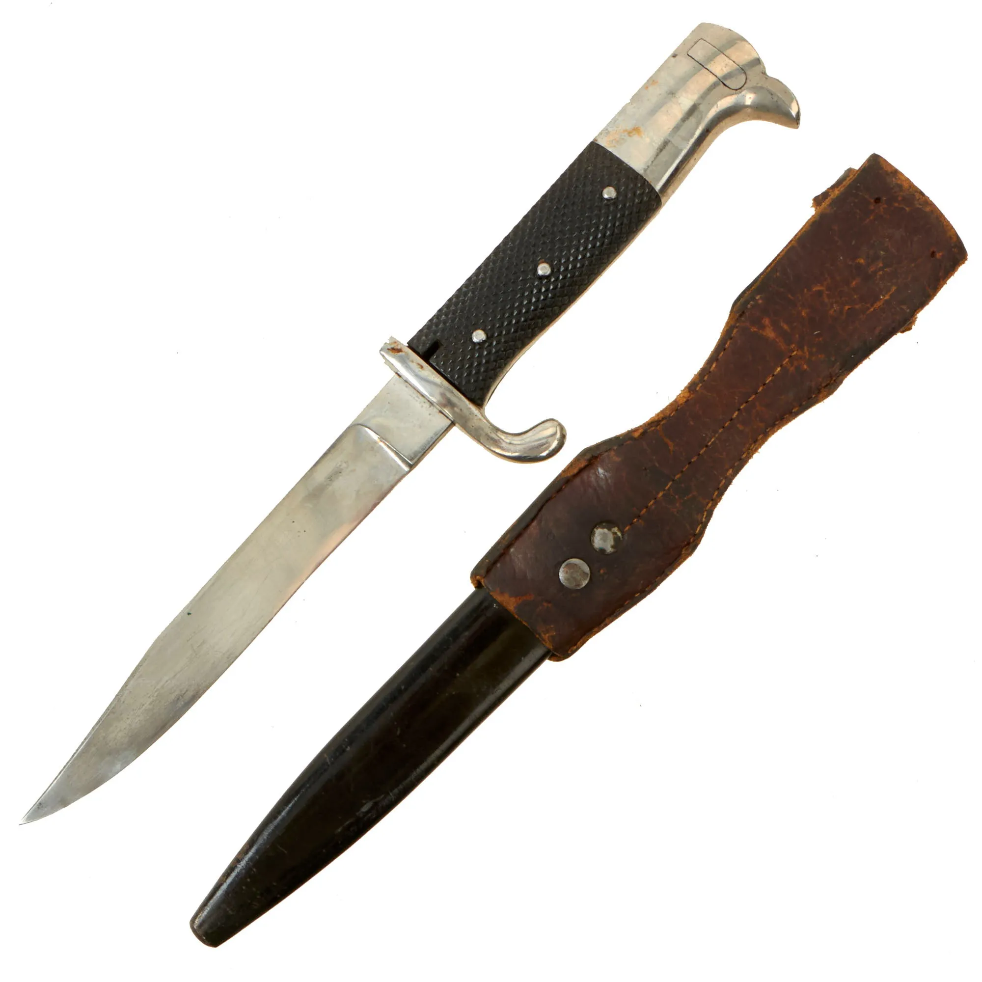 Original Imperial German WWI Cutdown Kurzes Seitengewehr M1898/05 Dress Bayonet by WKC Turned into Fighting Knife with Scabbard & Frog