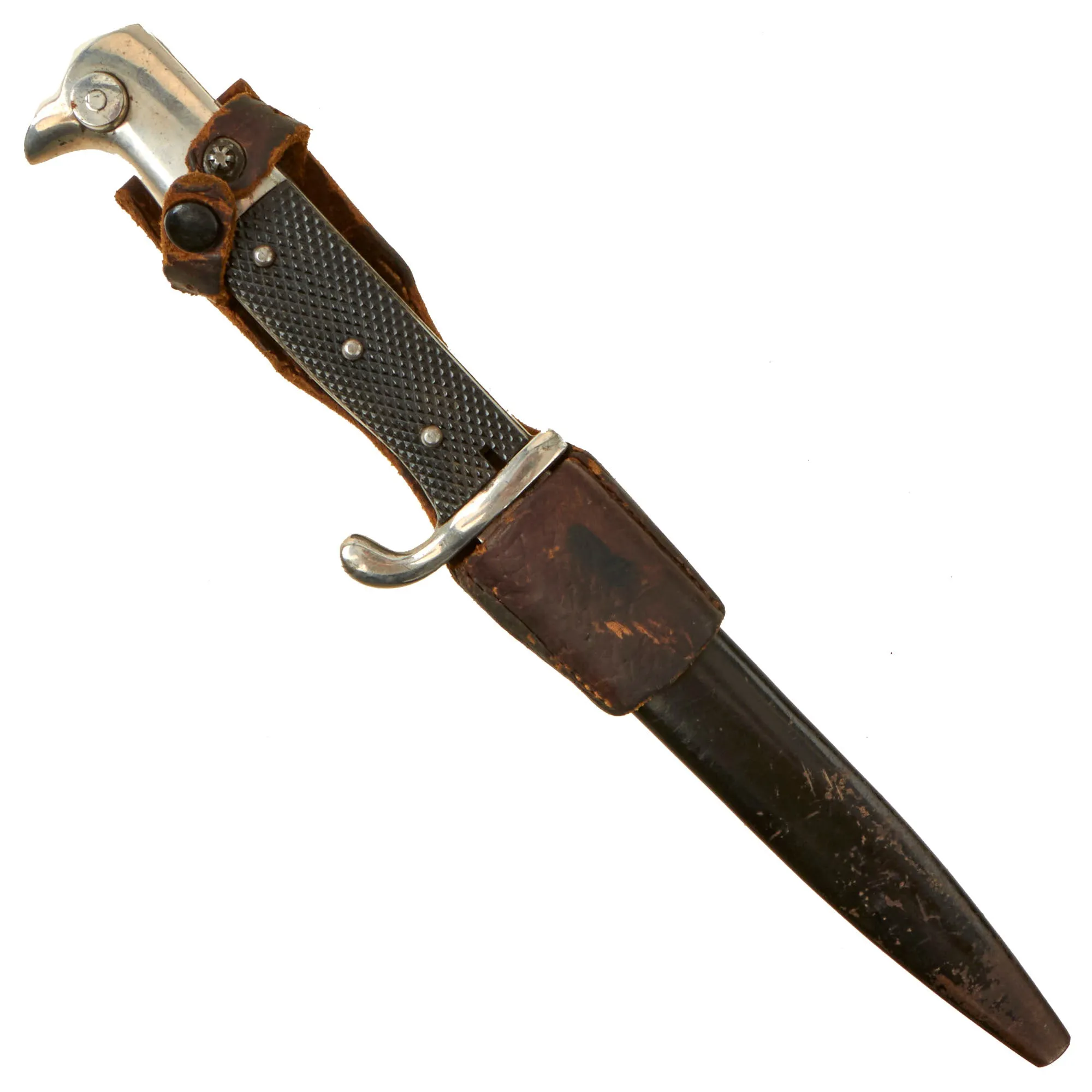 Original Imperial German WWI Cutdown Kurzes Seitengewehr M1898/05 Dress Bayonet by WKC Turned into Fighting Knife with Scabbard & Frog